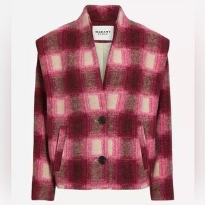 ISABEL MARANT ÉTOILE  Drogo Boxy Plaid Strong Shoulder Jacket 44 10-12